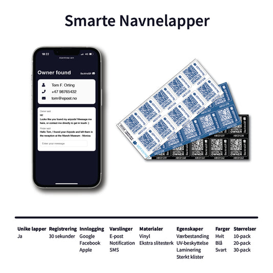 Smarte navnelapper med QR-kode